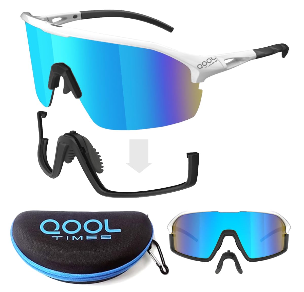 QOOL TIMESLiving out your Qool Time! Polarized Cycling Sunglasses for Men and Women, Volleyball Running Golfing MTB and Outdoor sports