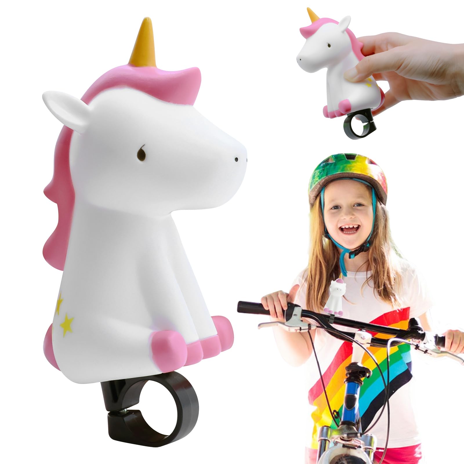 KERANEET Unicorn Bicycle Horn - Funny Cartoon Squeeze Horn for Children's Bikes, Scooters, Motorcycles - Bell Accessory for Boys and Girls Birthday (A)