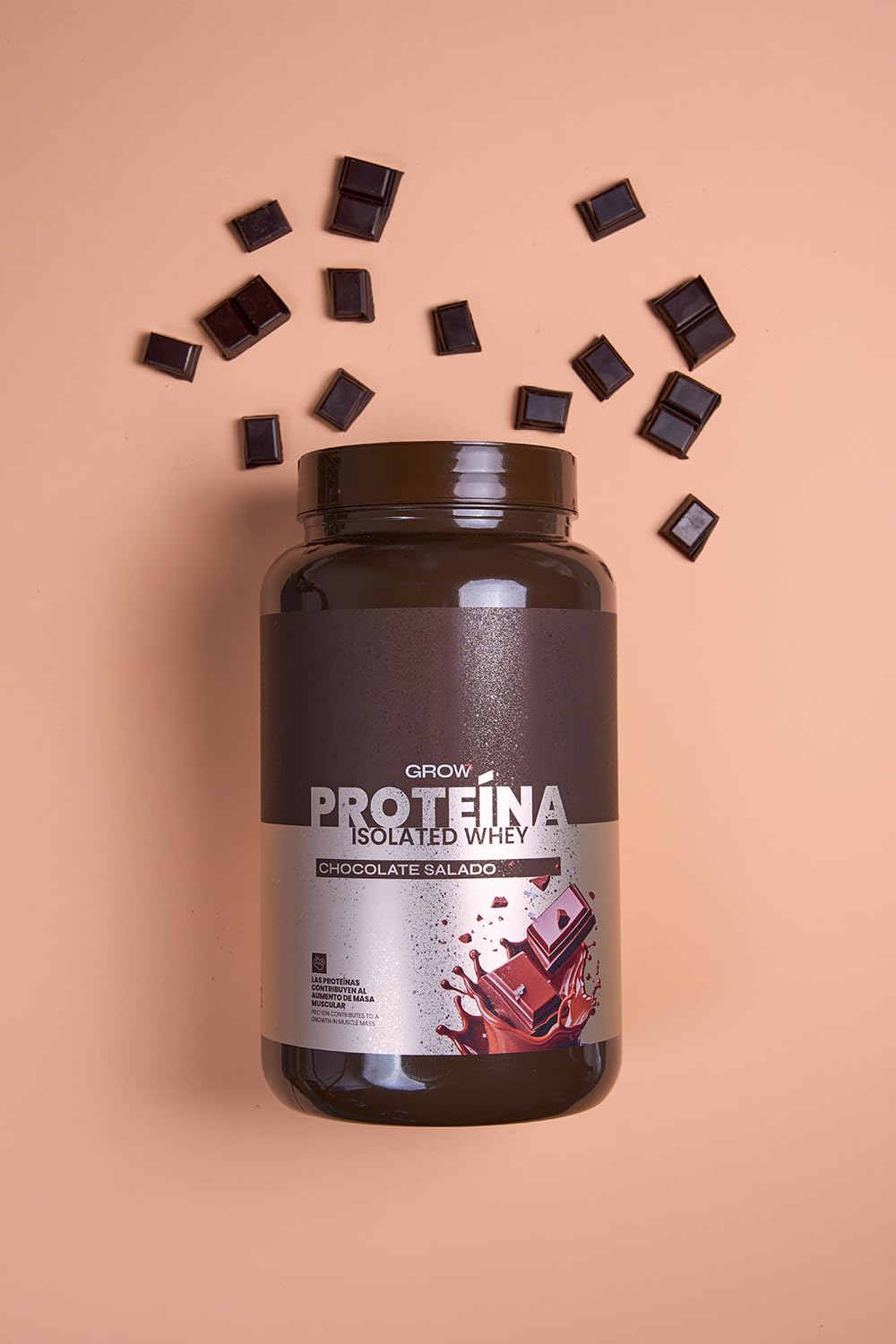 Grow Wellness - Proteina Aislada sabor Chocolate Salado | Ingredientes Premium | Envase de 1 Kg