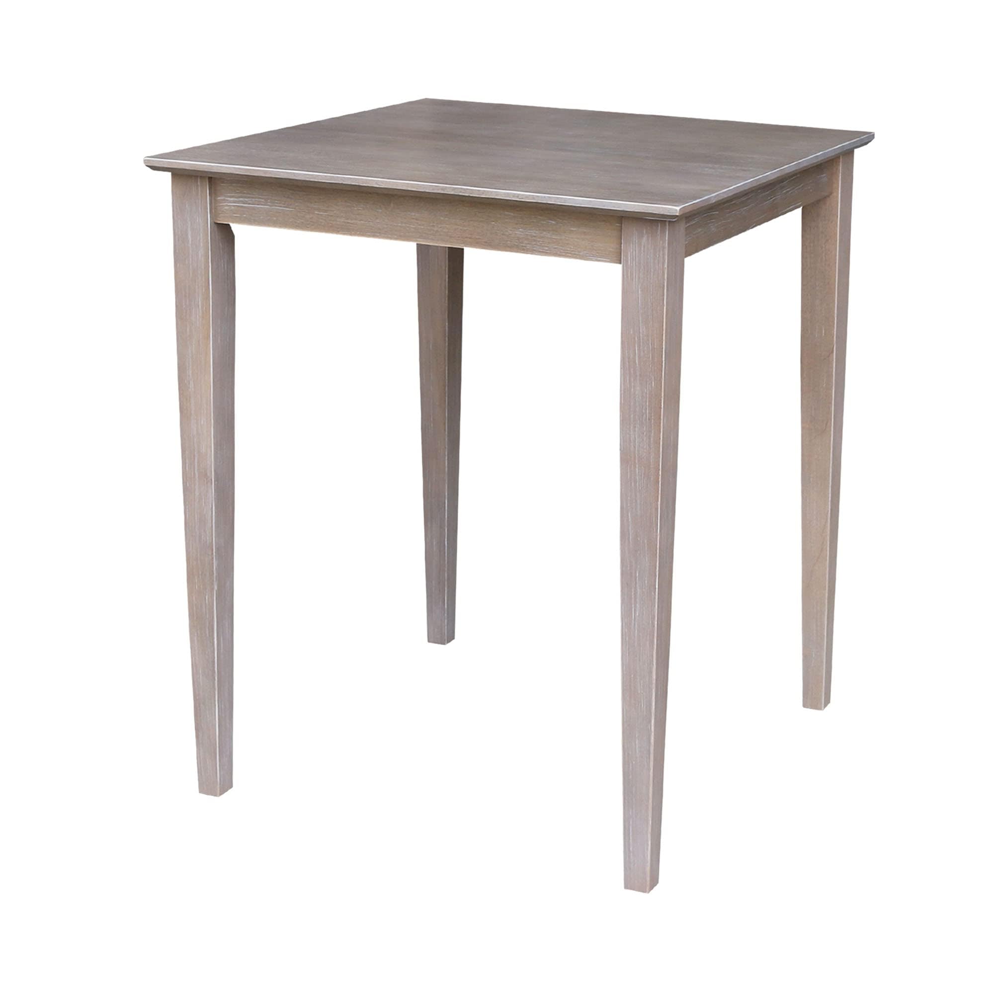 International Concepts Solid Wood Top Table - Counter Height, Washed Gray Taupe