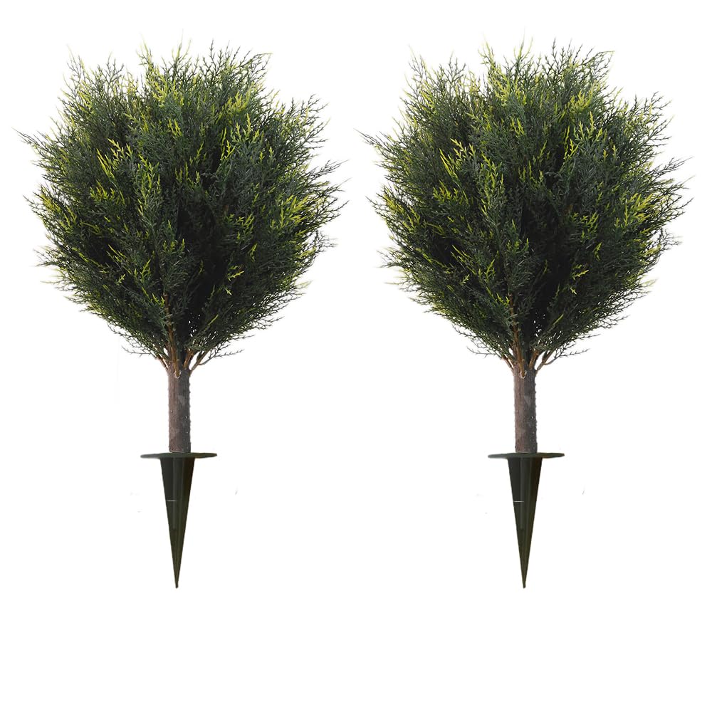 27 Artificial Cedar Topiary Shrub UV-Proof Leaves Poteed Artificial Shrubs for Outdoors Plant for Home Office Outdoor and