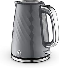 Swan SK14611GRY Windsor Rapid Boil Kettle with Removable Limescale Filter, Boil Dry Protection and Hidden Cord Storage, 1.7L, 3KW, Grey