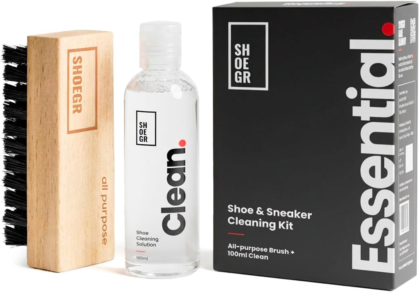 Essential Shoe & Sneaker Cleaning Kit | Shoe Cleaning Solution with All-Purpose Brush | Removes Dirt, Stains & Marks from Sneakers, Sports Shoes & Daily Footwear