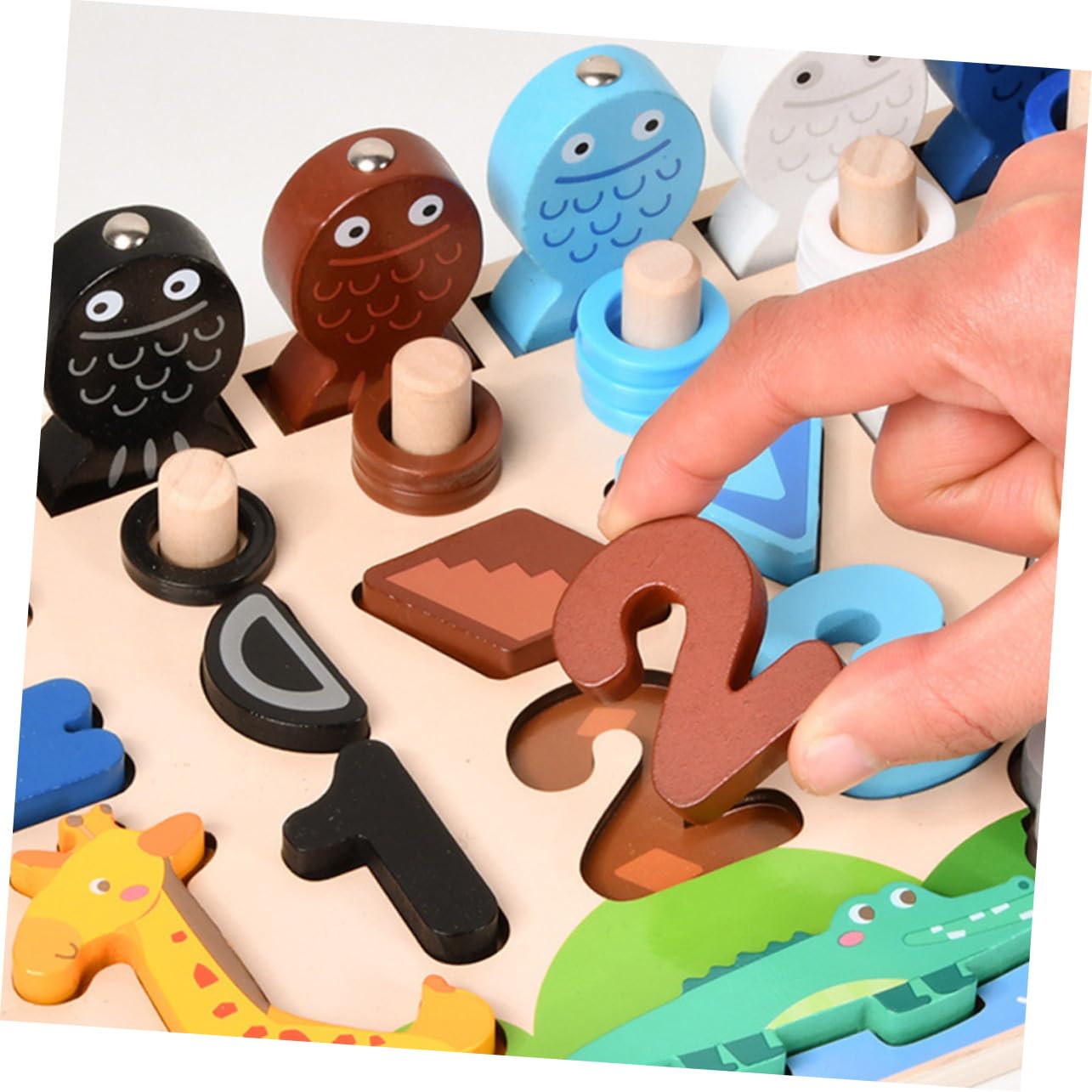 FRCOLOR Bloques de Madera Educativos para Rompecabezas de Animales Desarrollo de Lógica y Habilidades Cognitivas Colores Brillantes Seguro y Resistente para Bebés y Pequeños