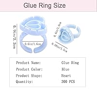 Vista 2 de Anillos de pegamento para extensión de pestañas, 300 unidades, anillos de pegamento de pestañas, anillo de pegamento de corazón encantador, soporte