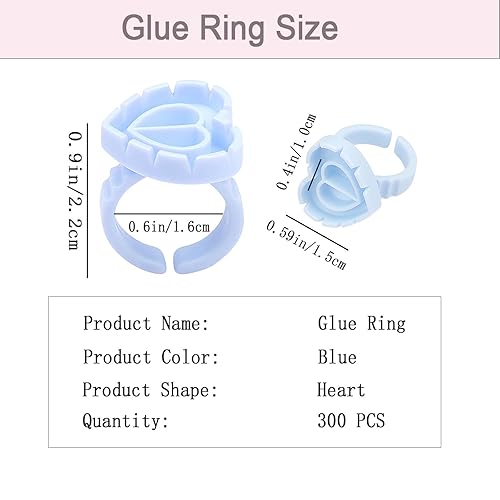 Miniatura 2 de Anillos de pegamento para extensión de pestañas, 300 unidades, anillos de pegamento de pestañas, anillo de pegamento de corazón encantador, soporte