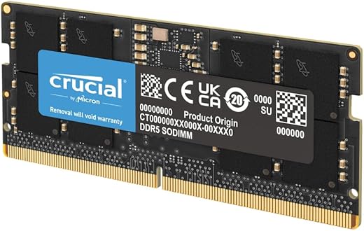 Crucial RAM 16GB DDR5 4800MHz CL40 Laptop Memory CT16G48C40S5 Black