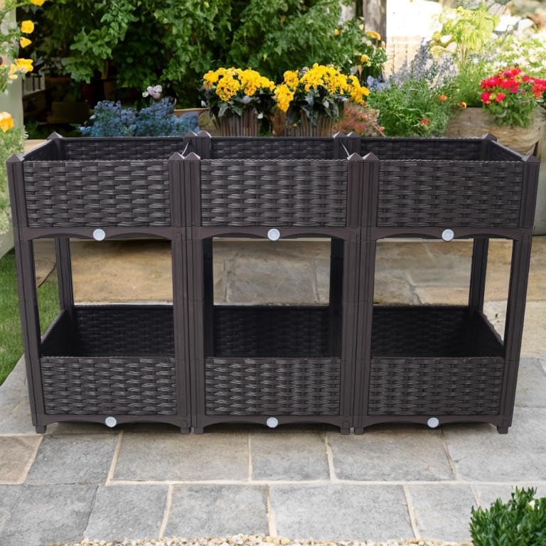 Jardinera elevada modular para terrazas y balcones con sistema de drenaje