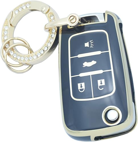 YUBOMT Funda para llavero de Chevy, funda inteligente para llave de automóvil con llavero para Chevrolet Equinox Cruze Malibu Camaro Impala Spark
