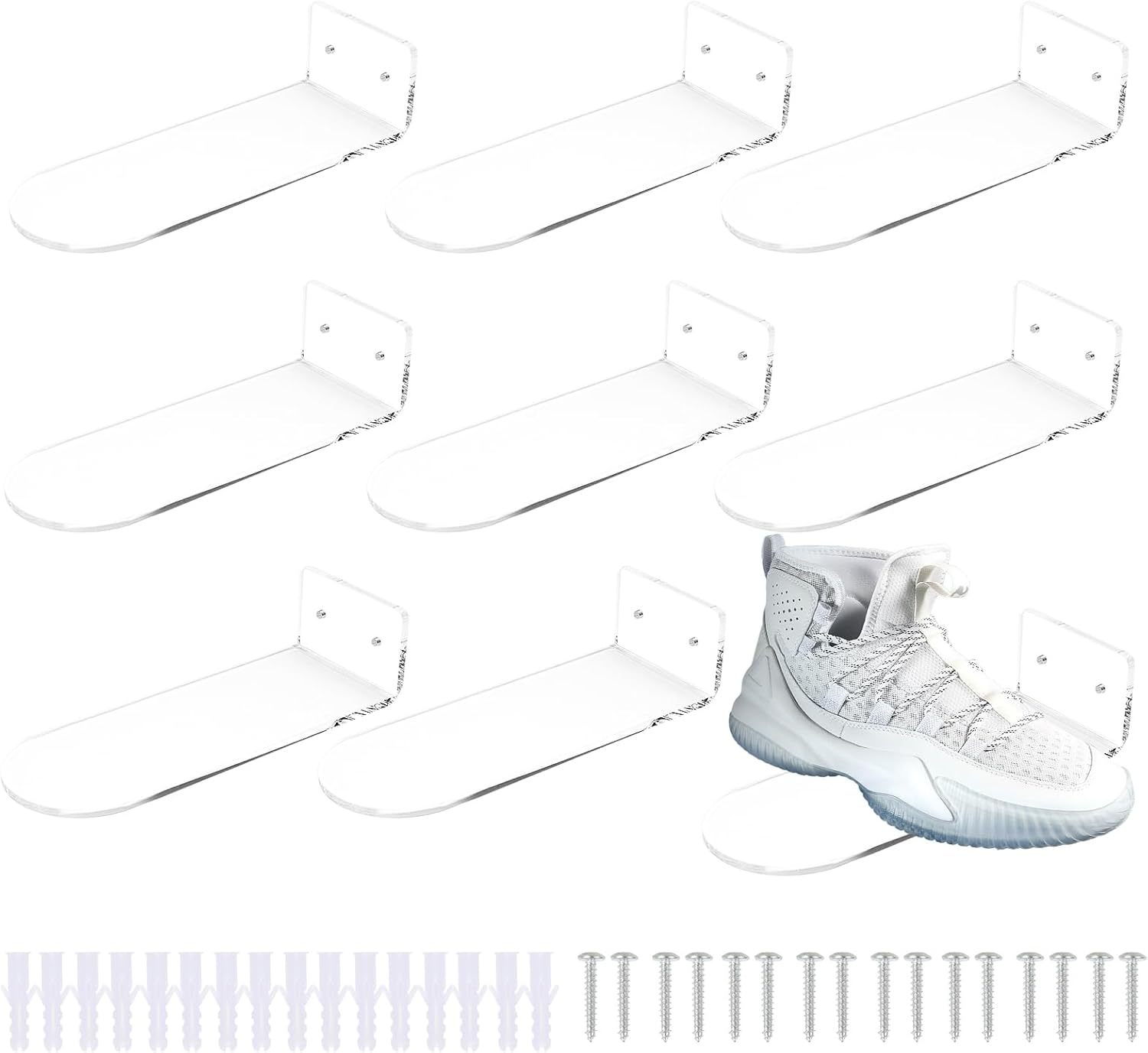 Miliducaler Clear Floating Shoe Shelves, Set of 8 Shoe