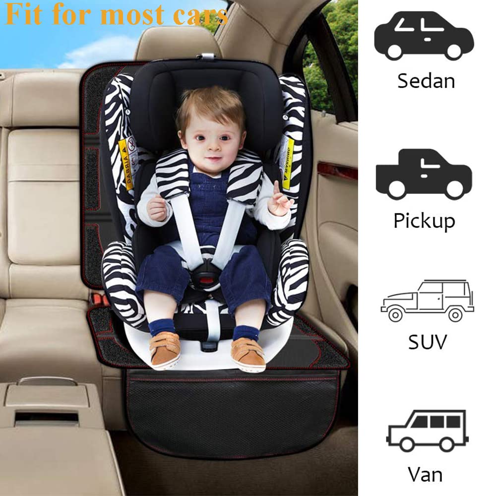 Protezione per seggiolino auto, impermeabile, pieghevole, in pelle, con imbottitura più spessa e retro antiscivolo, tasche portaoggetti in rete per sedili berline SUV (2)