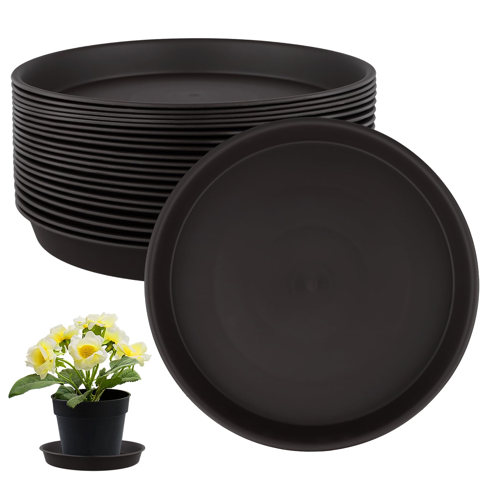 Soucoupes plastique de 30 cm pour pot de fleurs marron foncé haute résistance