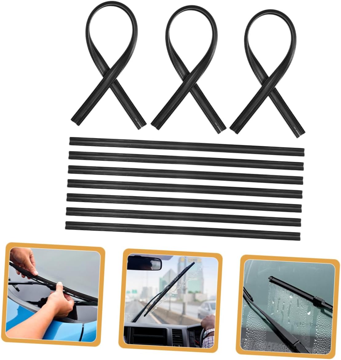 ULTECHNOVO 40pcs Windshield Wiper Rubber Inserts Flexible Wiper Refill for Cars Trucks Weather-resistant Design Compatible