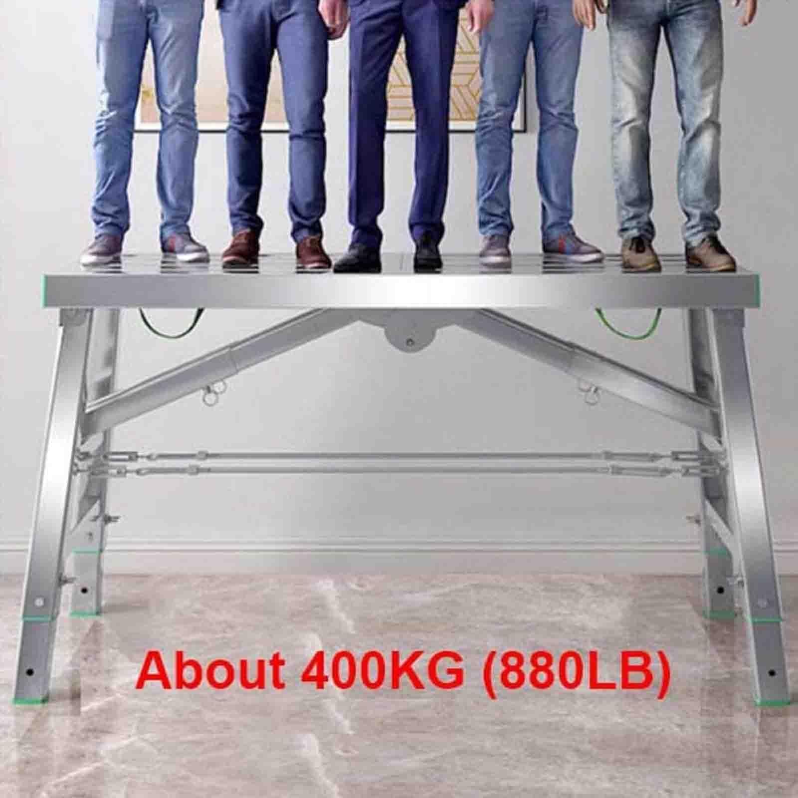 Échelle d'échafaudage pliable réglable en acier, plate-forme de travail portable, capacité de 362,9 kg pour la construction