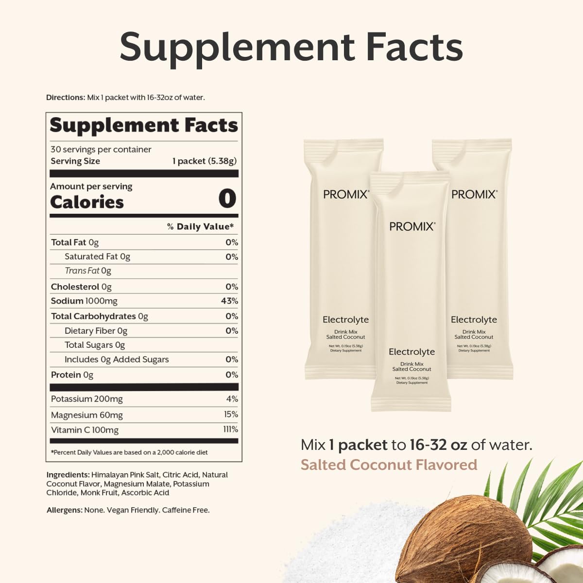 Promix Nutrition Electrolytes Powder, Salted Coconut - 30 Servings — Amazon image 5