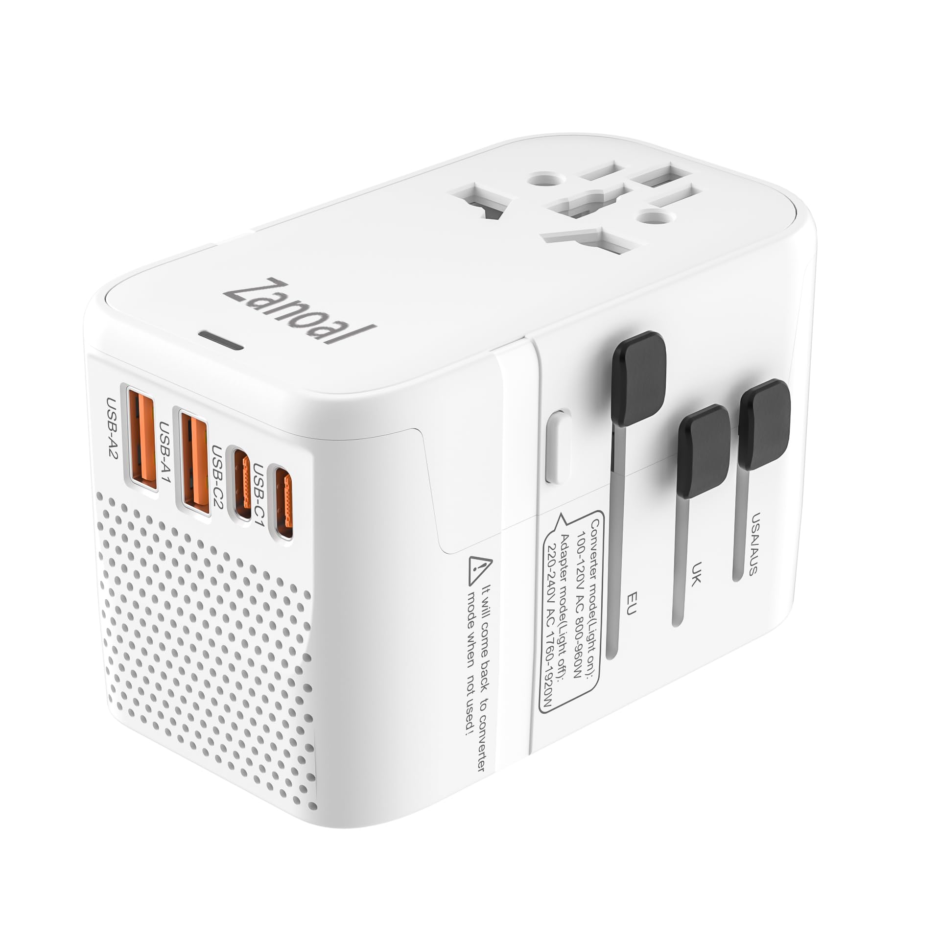 220V to 110V Converter for European Travel,Step Down Voltage Converter US to Europe,Universal Travel Power Adapter with 2 Type C +2 USB A,PD20W,USA/UK/EU/AUS/China Vacation Travel Essentials-image-7