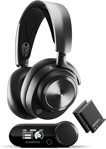 SteelSeries Arctis Nova Pro Wireless Multi-System Gaming Headset - Premium Hi-Fi Drivers - Active Noise Cancellation - Infinity Power System - Stealth Retractable Mic - PC, PS5/PS4, Switch, Mobile