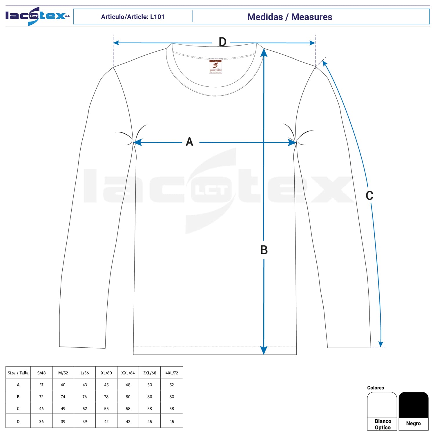 Lacotex Camiseta Interior Termal de Hombre | Camiseta Manga Larga y Cuello Redondo Térmica | Confort y Protección Térmica Interior | Pack Ahorro 6 Unidades | Talla M L101
