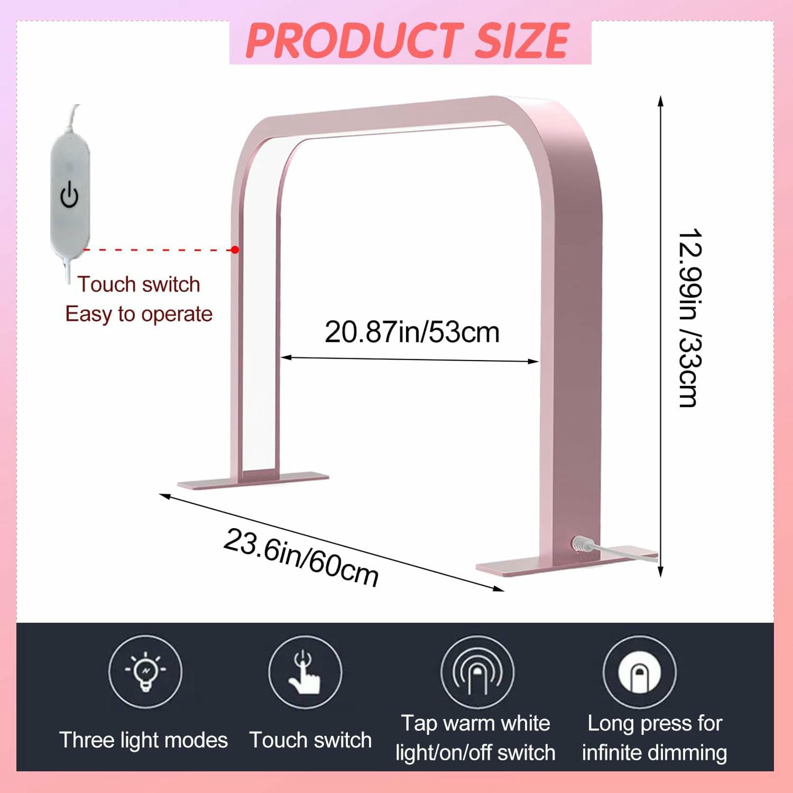 Lampada per Unghie a Mezzaluna da scrivania, Lampada per Unghie da 45 W con luminosità Regolabile, Lampada da scrivania per Manicure, Extension per Ciglia, Tatuaggi