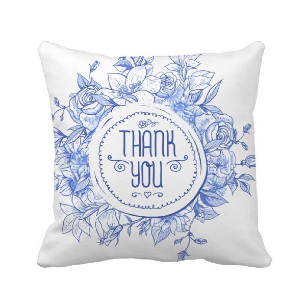 Plantes et fleurs bleues coussin décoratif lavable 40x40 cm motif rose multicolore
