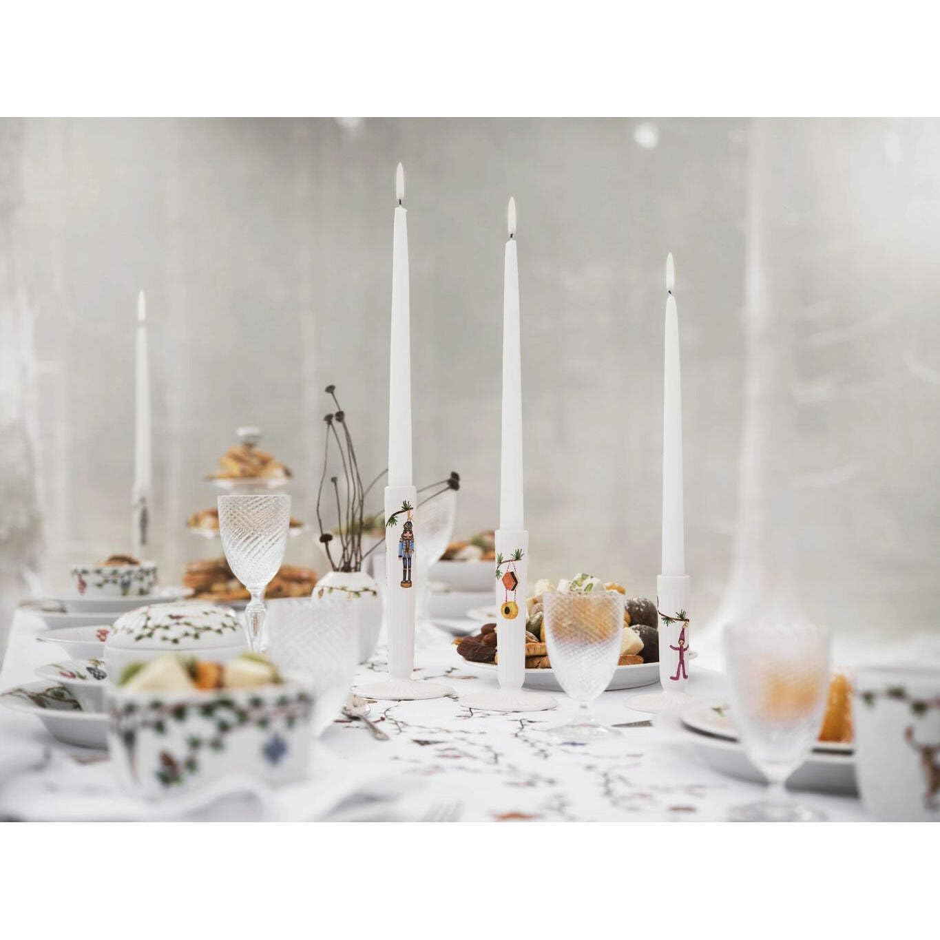 Kähler Kerzenständer H16 cm Hammershøi Christmas mit Aquarellmalerei, Weiss