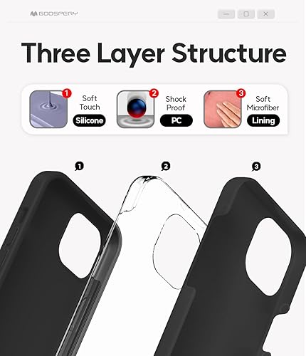 Miniatura 4 de GOOSPERY Funda de silicona líquida compatible con iPhone 15, suave al tacto, protección de cuerpo completo, a prueba de golpes, con forro de