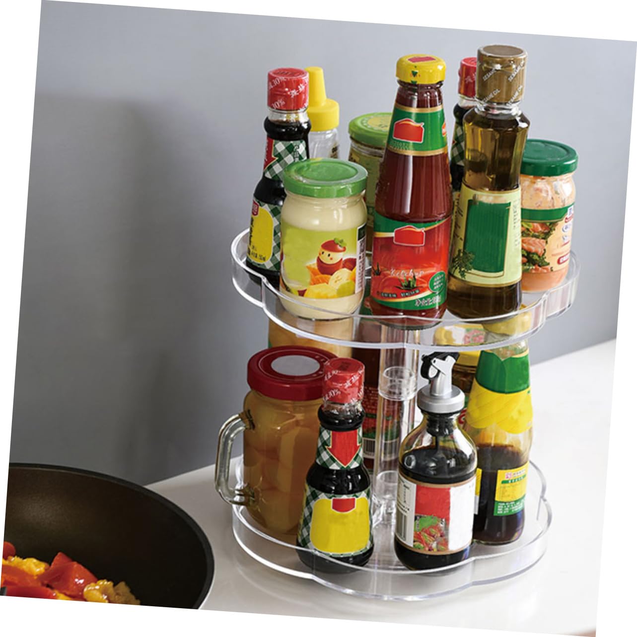 Garneck Porta Spezie Girevole A Doppio Girevole A 360° Porta Condimenti Organizer Da Cucina Per Bottiglie Di Condimento E Cosmetici