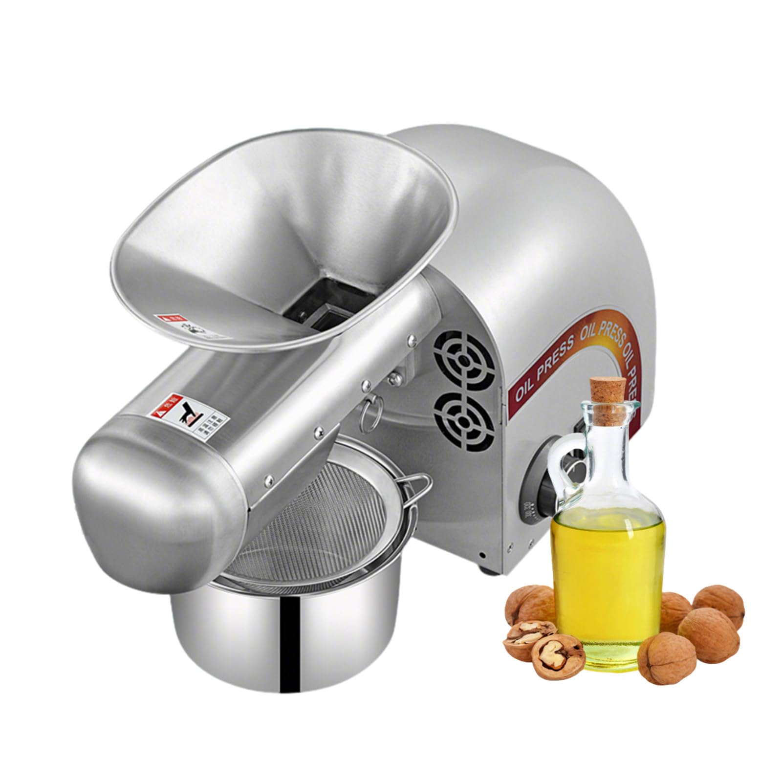 SENJINGHUA Electric Oil Press Machine 1800W, Commercial Grade Nut Oil Extractor, Temperature Control 122℉-572℉, Extended Rod, For Multiple Oil Types Grey