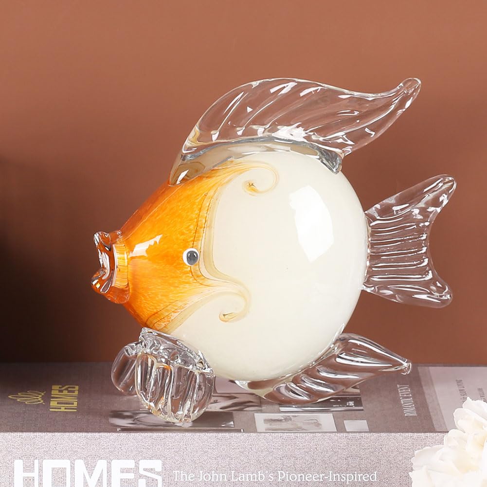 ガラス製魚の置物 Amazon.co.jp: QIANLING ガラスの魚の置物 - 沿岸の家の装飾、リビング