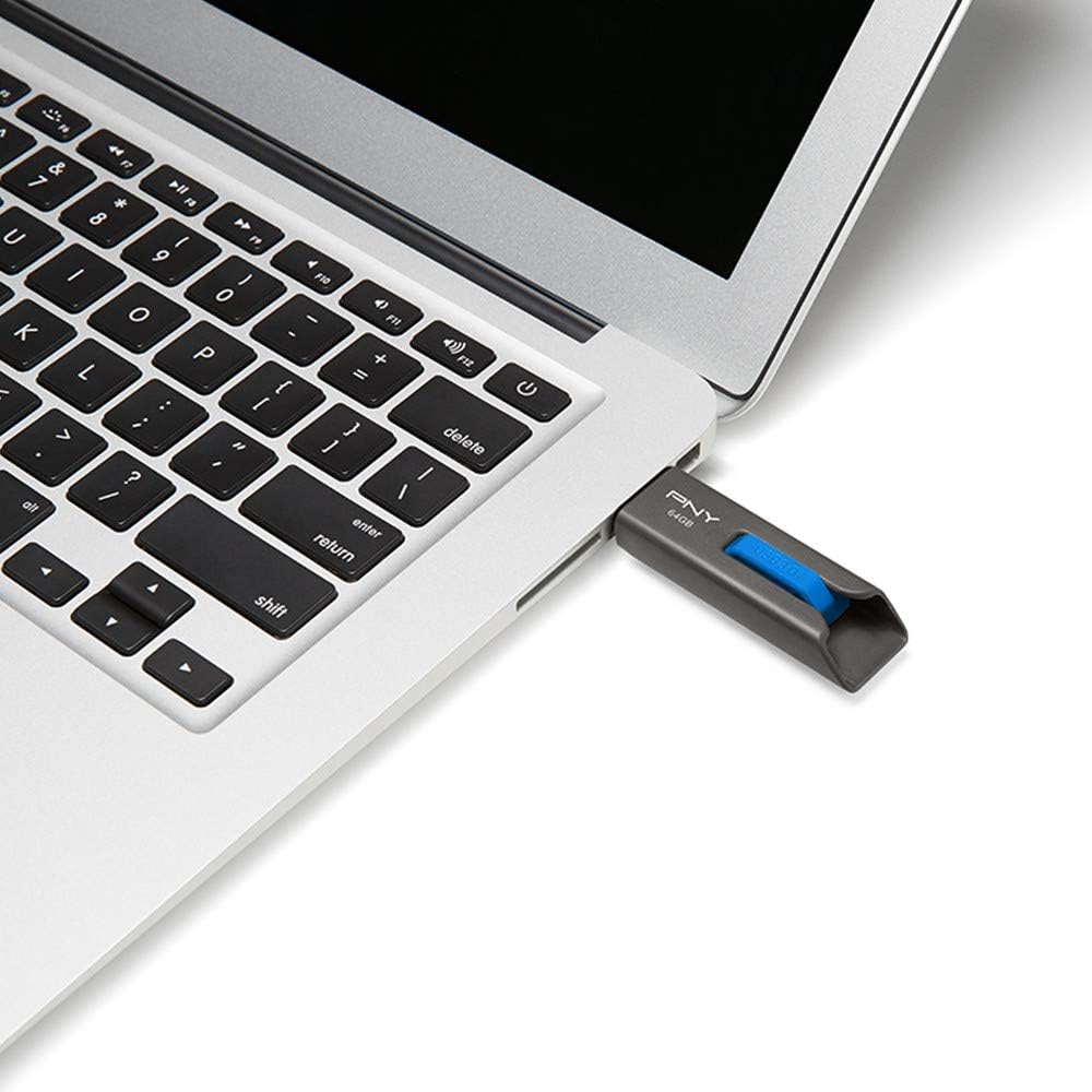 PNY Elite Prime USB 3.0 Flash Drive, 64GB, Gray/Blue (P-FD64GEL-GE)