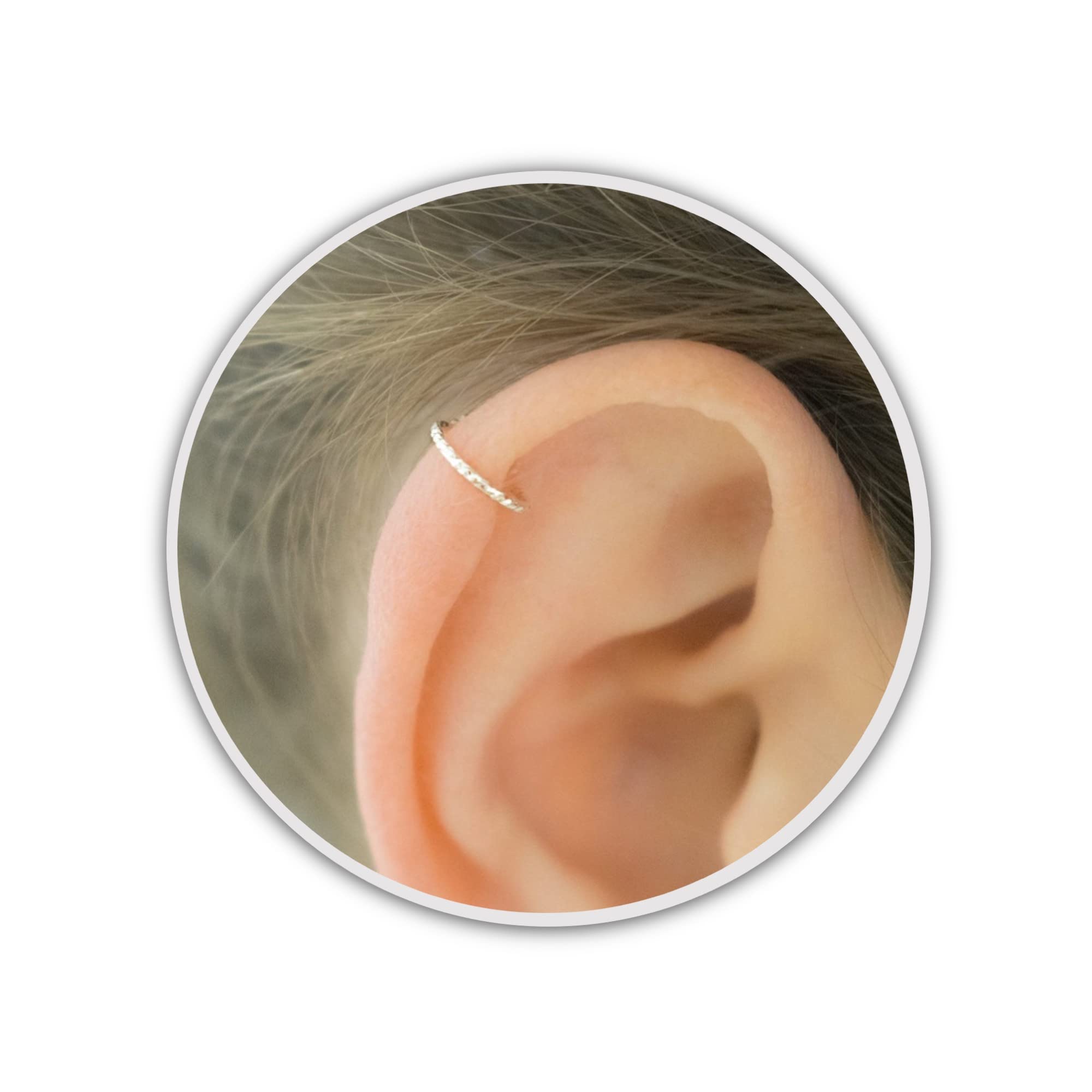 Helix Earring Cartilage Piercing Diamond Cut Hoop Sterling Silver