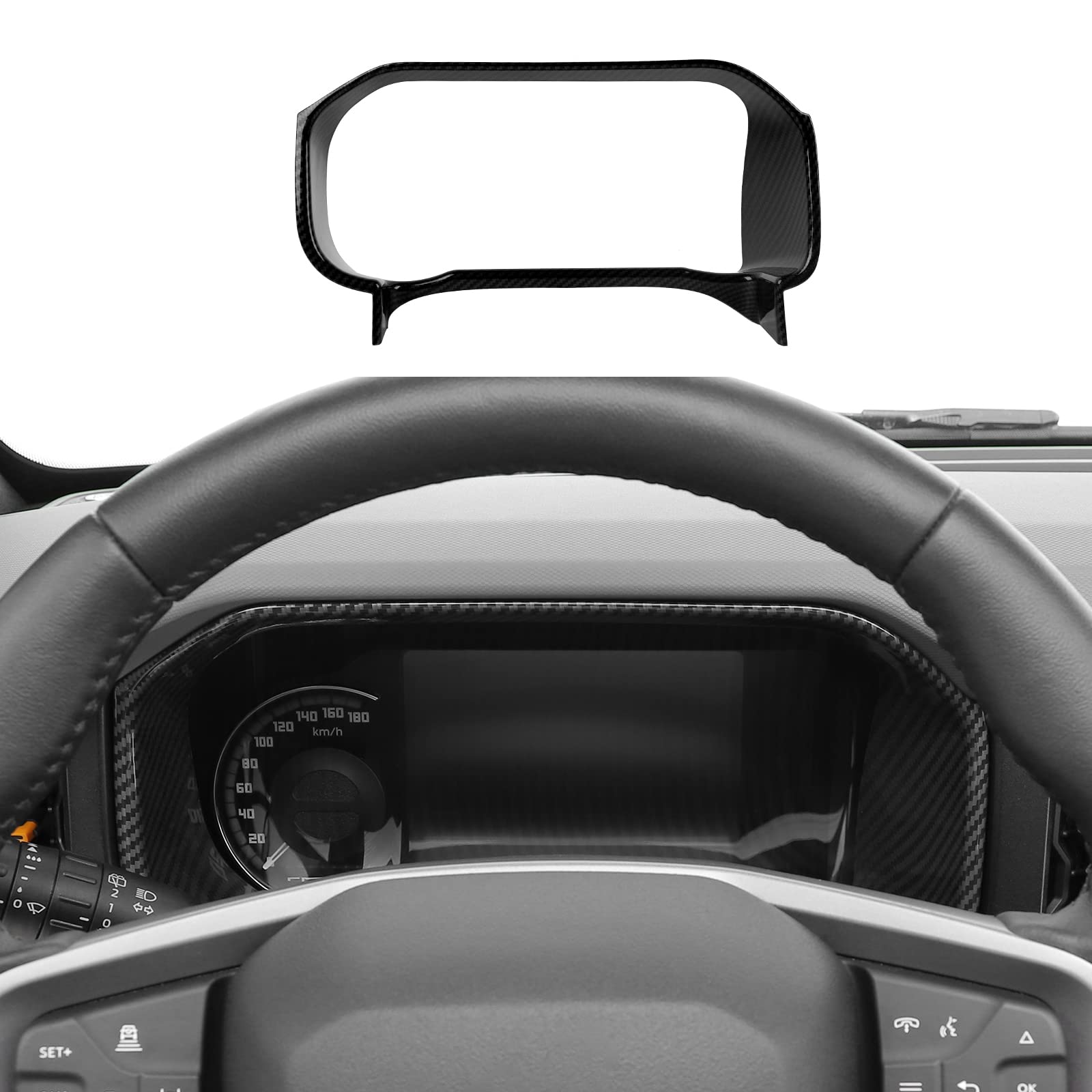 Jimen Compatible with Ford Bronco 2021-2023, Instrument Dashboard Panel Dash Bezel Trim Cover (Carbon Fiber)