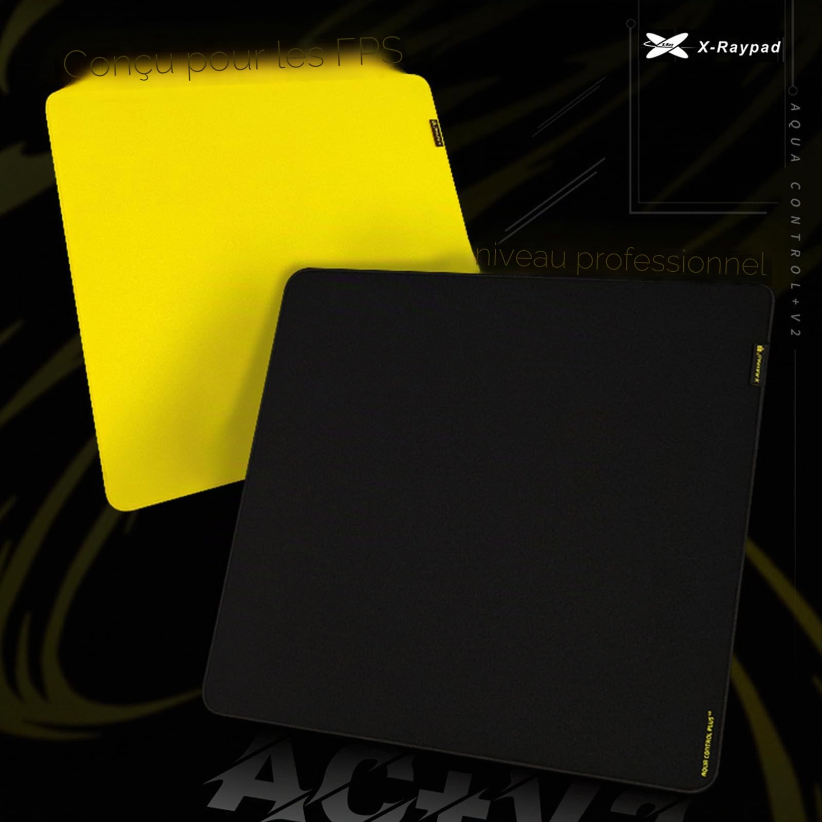 X-Raypad Aqua Control Plus V2 Tapis de souris de jeu (Blackbee, 450 x 400 x 4 mm)
