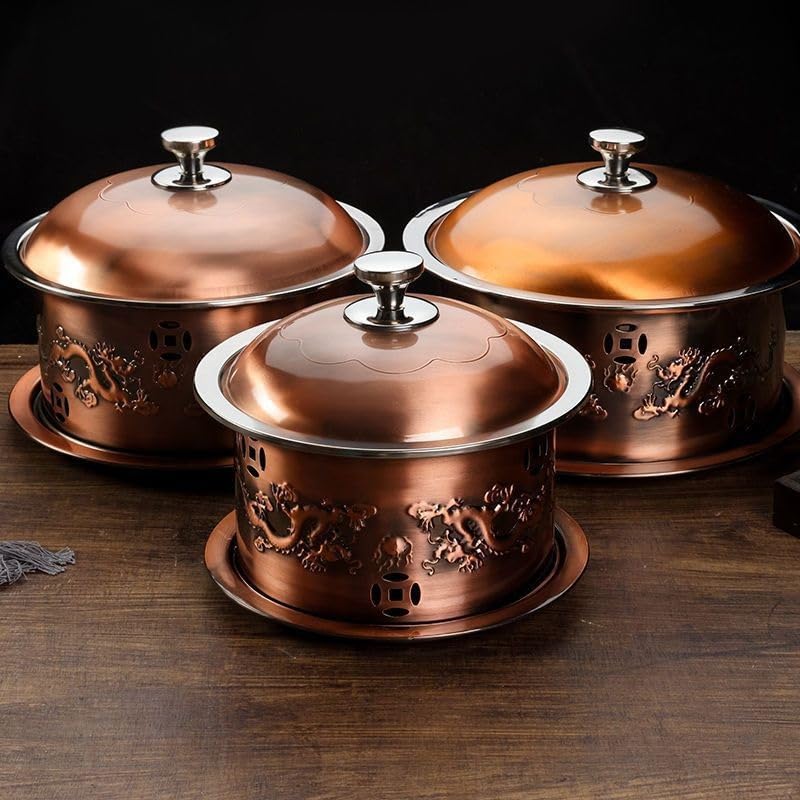 Podgrzewacze do żywności okrągłe talerze do pocierania, podgrzewacz żywności ze stali nierdzewnej do gastronomii, wydarzeń, przyjęć, wesela (28 cm)