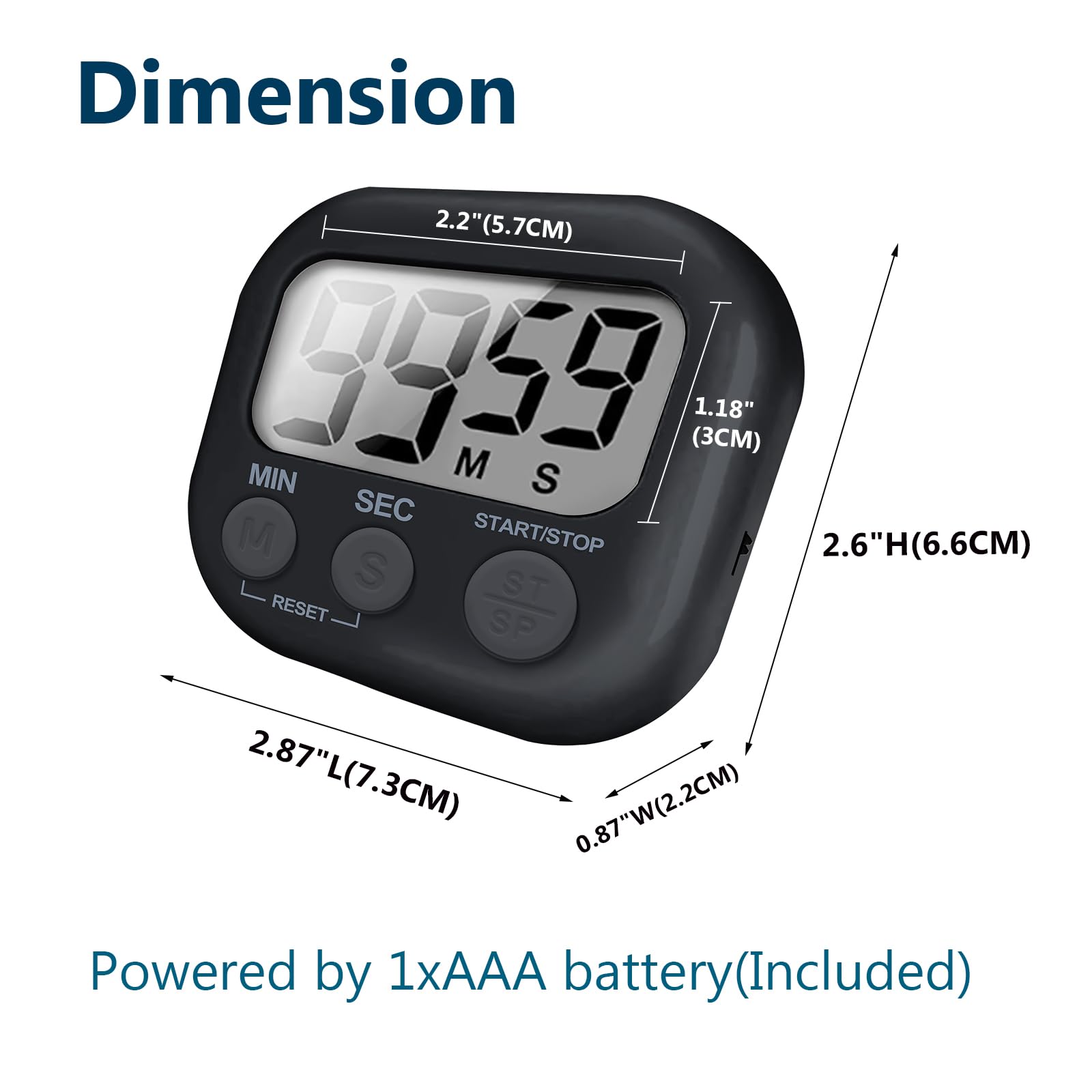 6-Pack Digital Kitchen Timer, 99-Min 59-Sec Countdown & Stopwatch, Loud 100dB Alarm, Strong Magnet, Power-Saving On/Off Switch, Time Memory, Classic Colors, Multiple Placements, Batteries Included