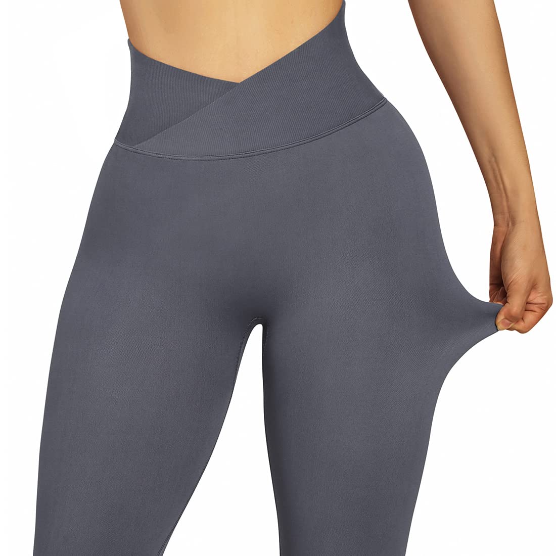 SUUKSESS Women Crossover Seamless Leggings Butt Lifting High Waisted Workout Yoga Pants