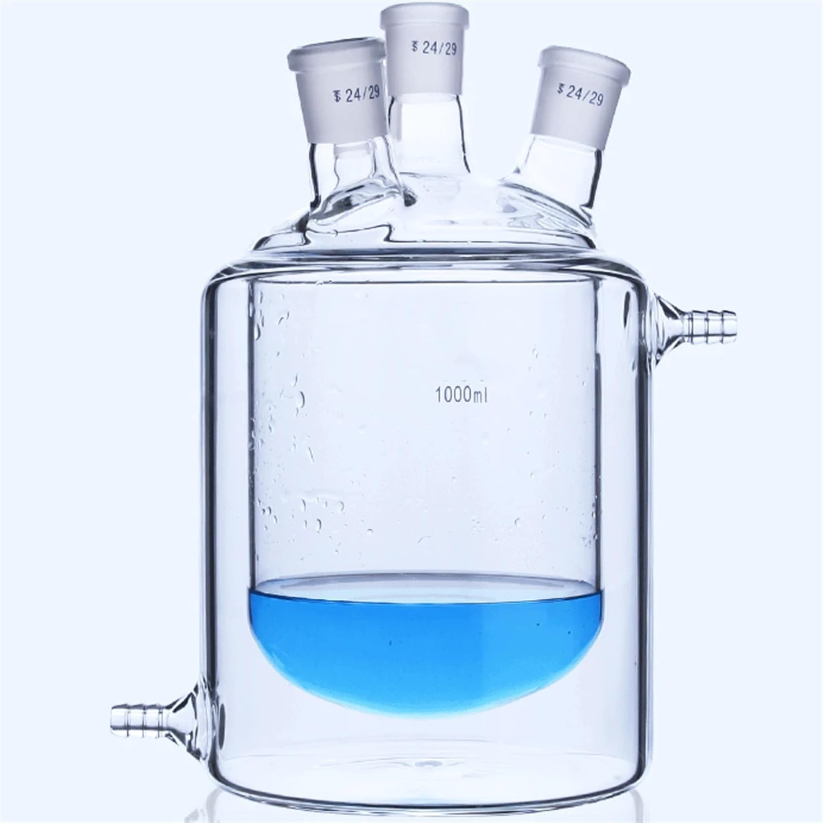 matraz de fondo redondo， Frasco de reacción de laboratorio, de tres cuellos, doble capa, junta 24/29, varios tamaños (250-2000 ml)(250ml 24-29)