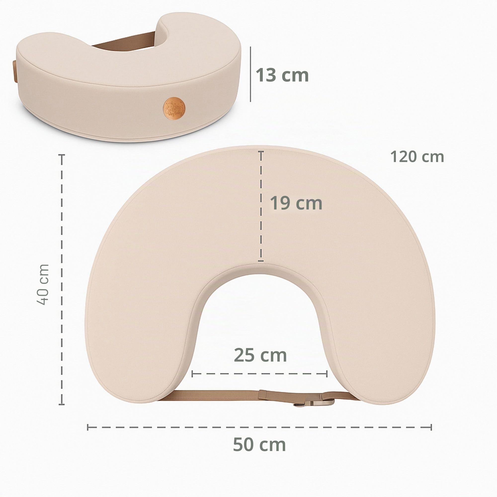 Totsy Baby Cuscino allattamento in memory foam - Supporto ergonomico per neonato e mamma Perfetto per allattare in comodità e rilassarsi dopo la gravidanza Beige