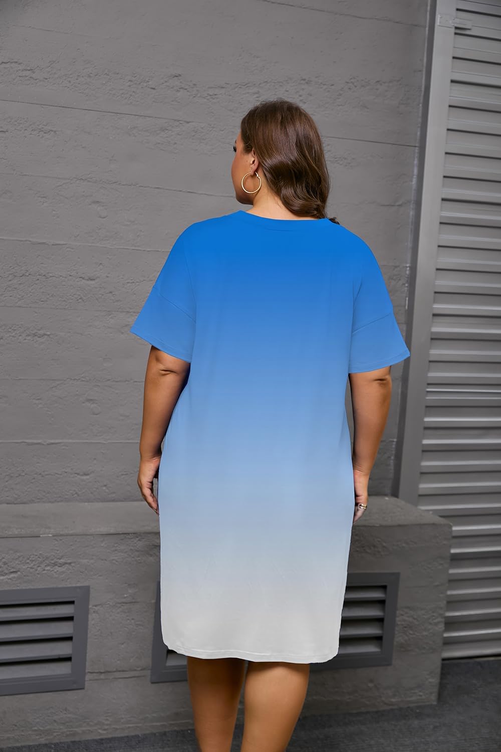 YeGine Women's Plus Size Casual Midi Dresses Short Sleeve T Shirt Dress with Pockets - Image 6