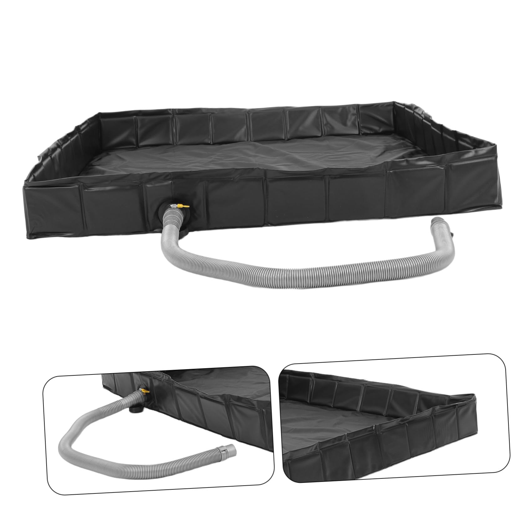 DOITOOL Plato de Ducha Plegable Cuadrado 104cm X 104cm Negro | Pvc y Pp, Desagüe Desmontable Incluido, para Suelos de Cabina y Uso en Rv
