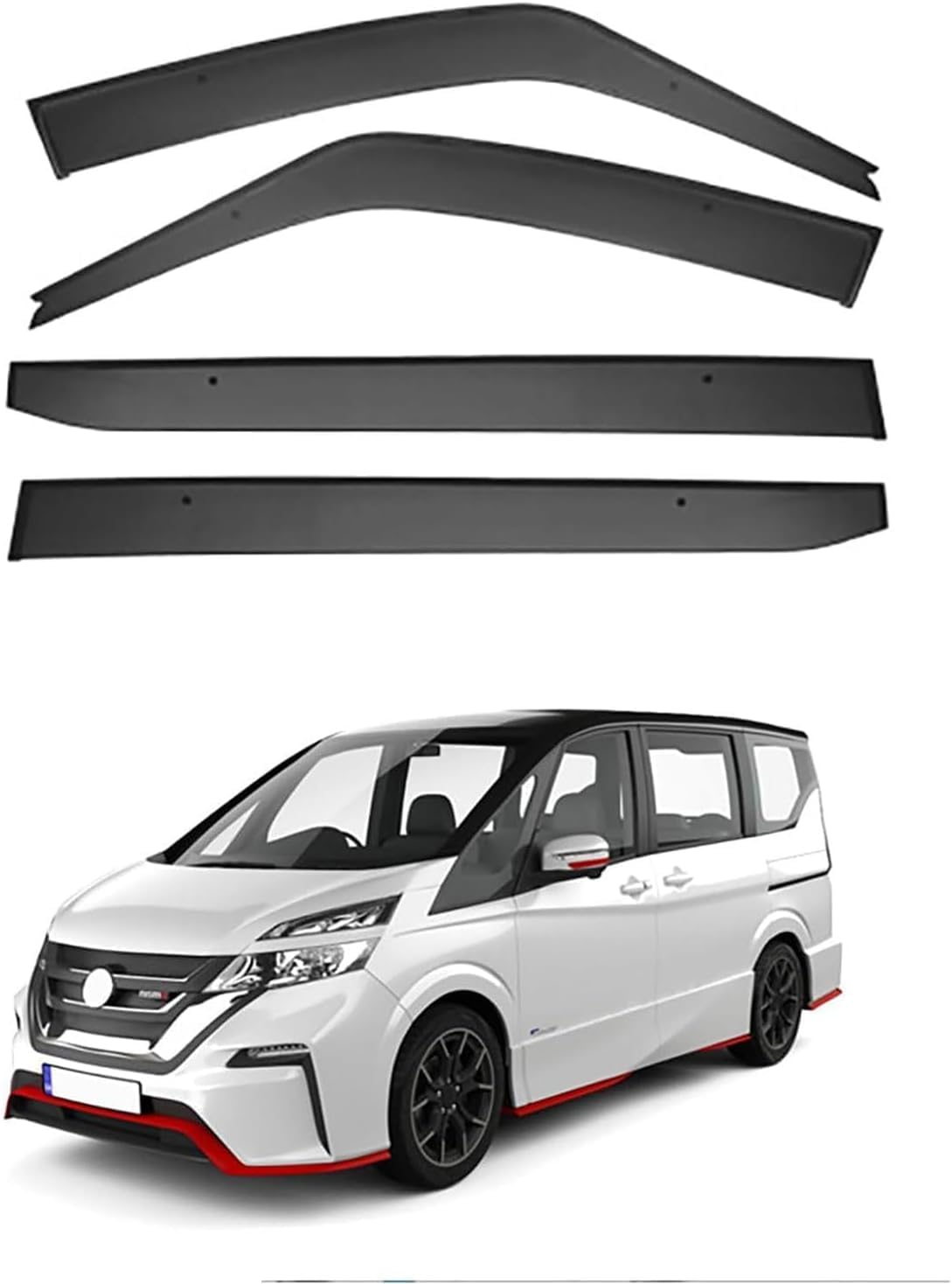Duanrq Dark Set Of 4 Wind Deflectors Compatible For Nissan Serena Mk5-C27 2017-2021 Models, Wind-Sun-Rain Deflectors Window Deflectors Window Channel Fitment