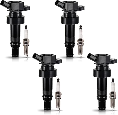 ENA Juego de 4 bobinas de encendido UF652 con bujía de iridio 94017 compatible con Hyundai Kia 2012 2013 2014 2015 2016 2017 2018 2019 Rio 2012-2019