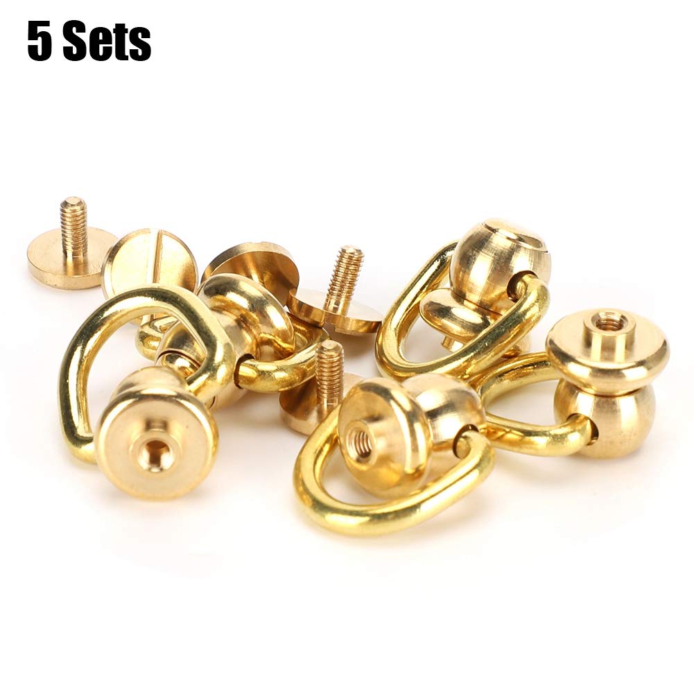 5 Set Rivetti A D Girevole In Ottone Per Pelletteria: 10x5mm, Borchie Con Anello, Accessori Fai Da Te Oro