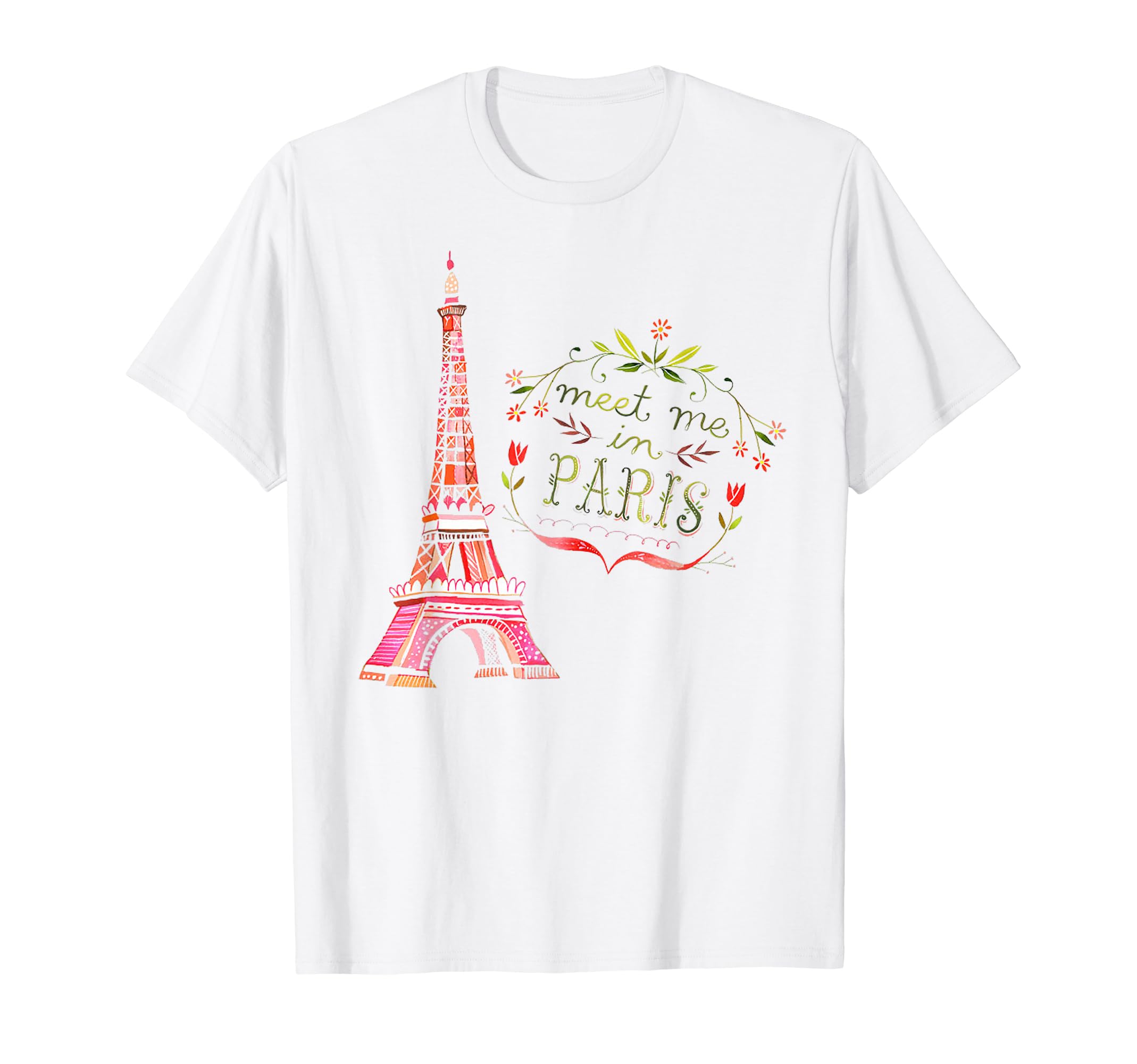 Meet Me In Paris Watercolor Print T Shirt Eiffel Tower