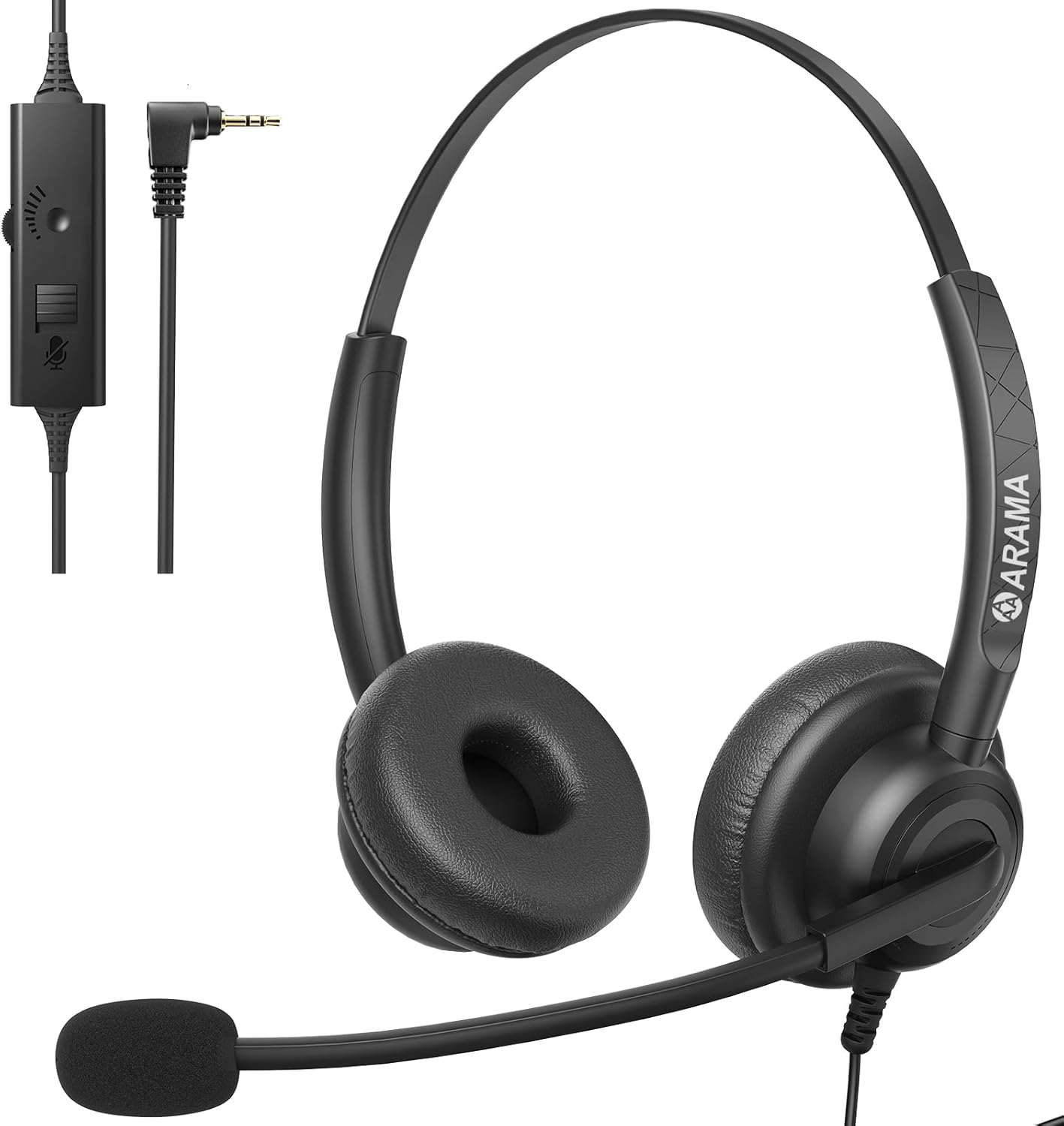 Phone Headset 2.5mm with Noise Canceling Mic & Volume Control Ultra Comfort Telephone Headset for Panasonic Vtech AT&T Uniden Gigaset Cisco RCA Grandstream Cordless Landline Office Phones