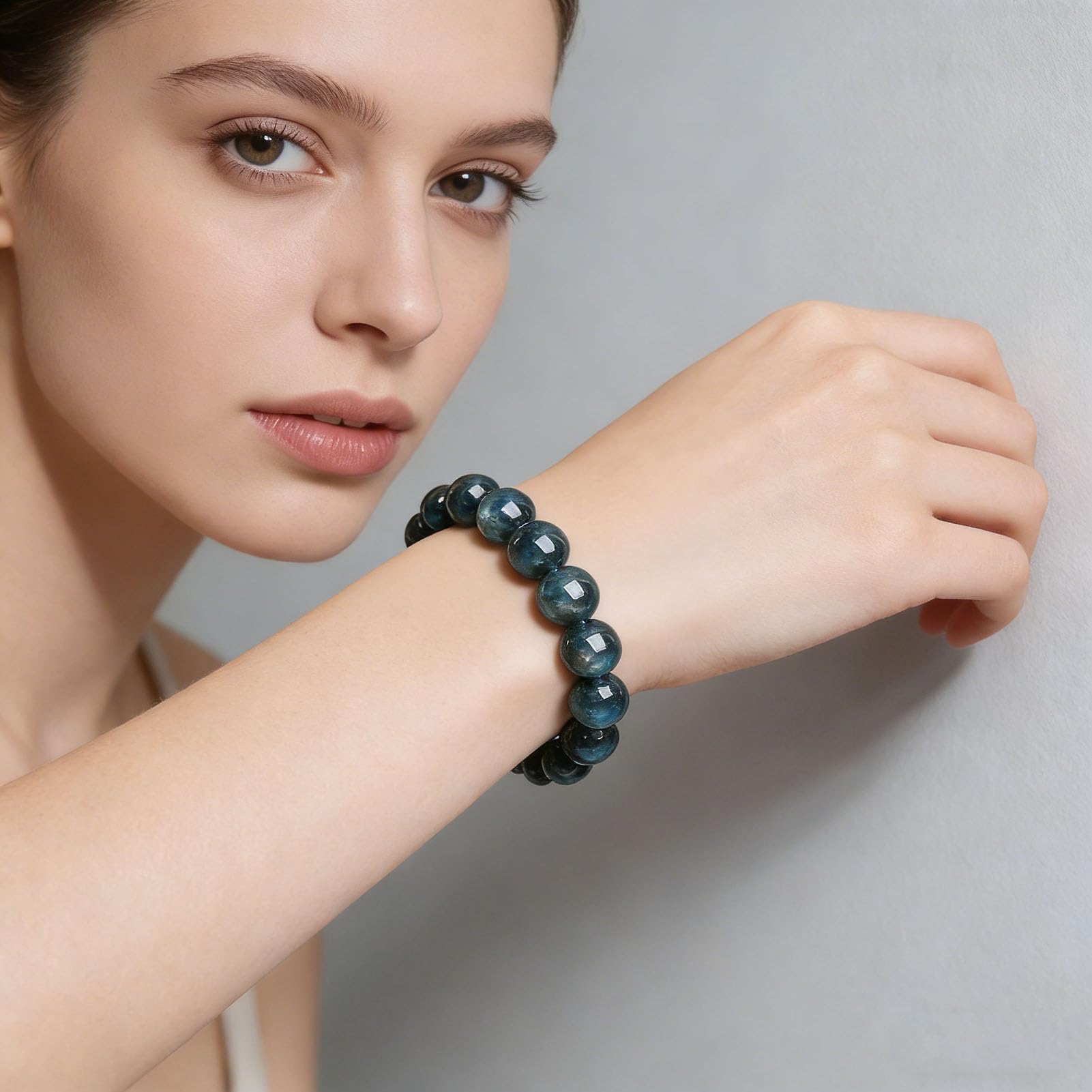 Pulsera de Cristal elástica Ajustable, Cuentas Hechas a Mano, Piedras Preciosas Naturales, Pulseras de Cristales, Aguamarina Natural, Azul, Piedra Preciosa auténtica, Pulsera,9MM