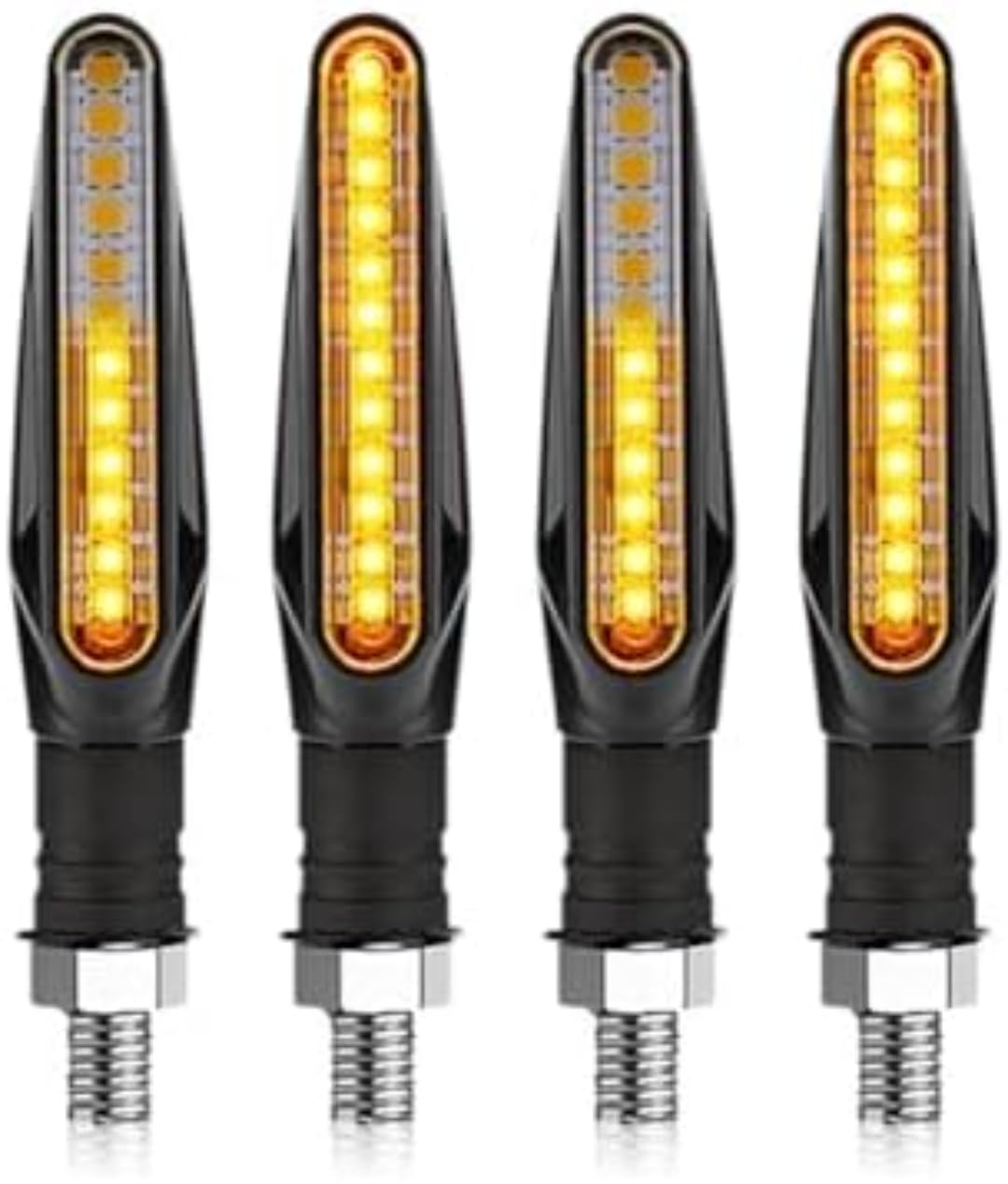 Generic Mini uniwersalne wskaźniki Motorfiets LED-richtingaanwijzers, amberkleurig knipperlicht, stromend water, ingebouwde relais, 12 led-lampen, knipperende lichten