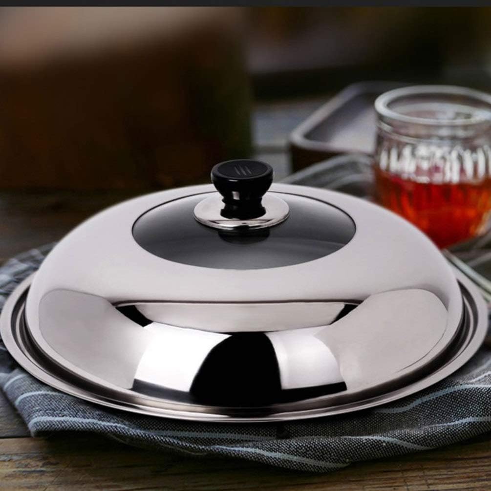 Yardwe Stainless Steel Universal Lid Pots and Pans Cover Replacement for Frying Pan and Cookware 38CM