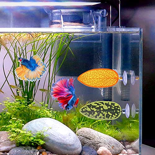 HyzaPhix 5pcs Betta Fish Leaf Pad Mushroom Silicone Betta Bed Realistic Betta Resting leaves Mushroom Betta decor for Small Fish Tank Aquarium Decorations (5PCS) - Image 3