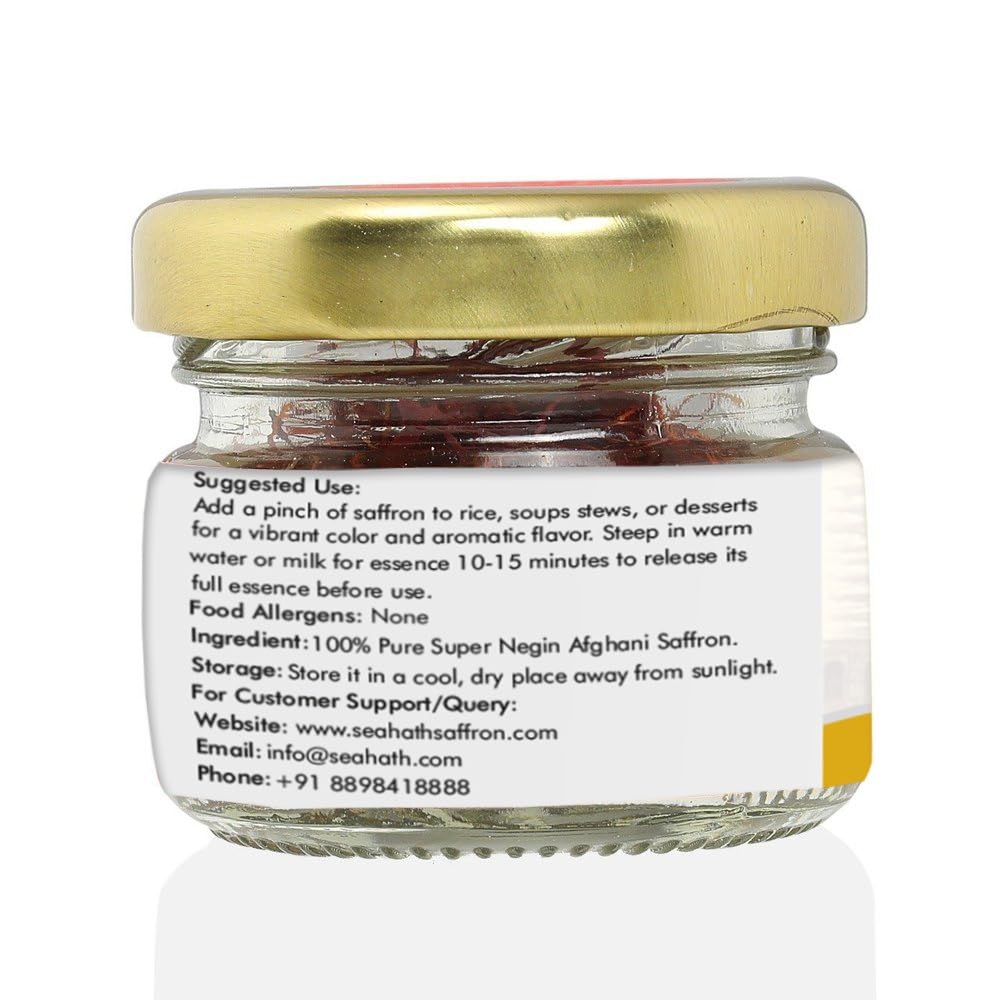 Seahath Saffron Original 1g /Zafran-e-Afghan | 100% Pure,Organic, Lab Tested Safron,Zafran, Kasar, Kumkumapoovu, Keser, Certified Quality Safron1 gm - Image 2 thumbnail